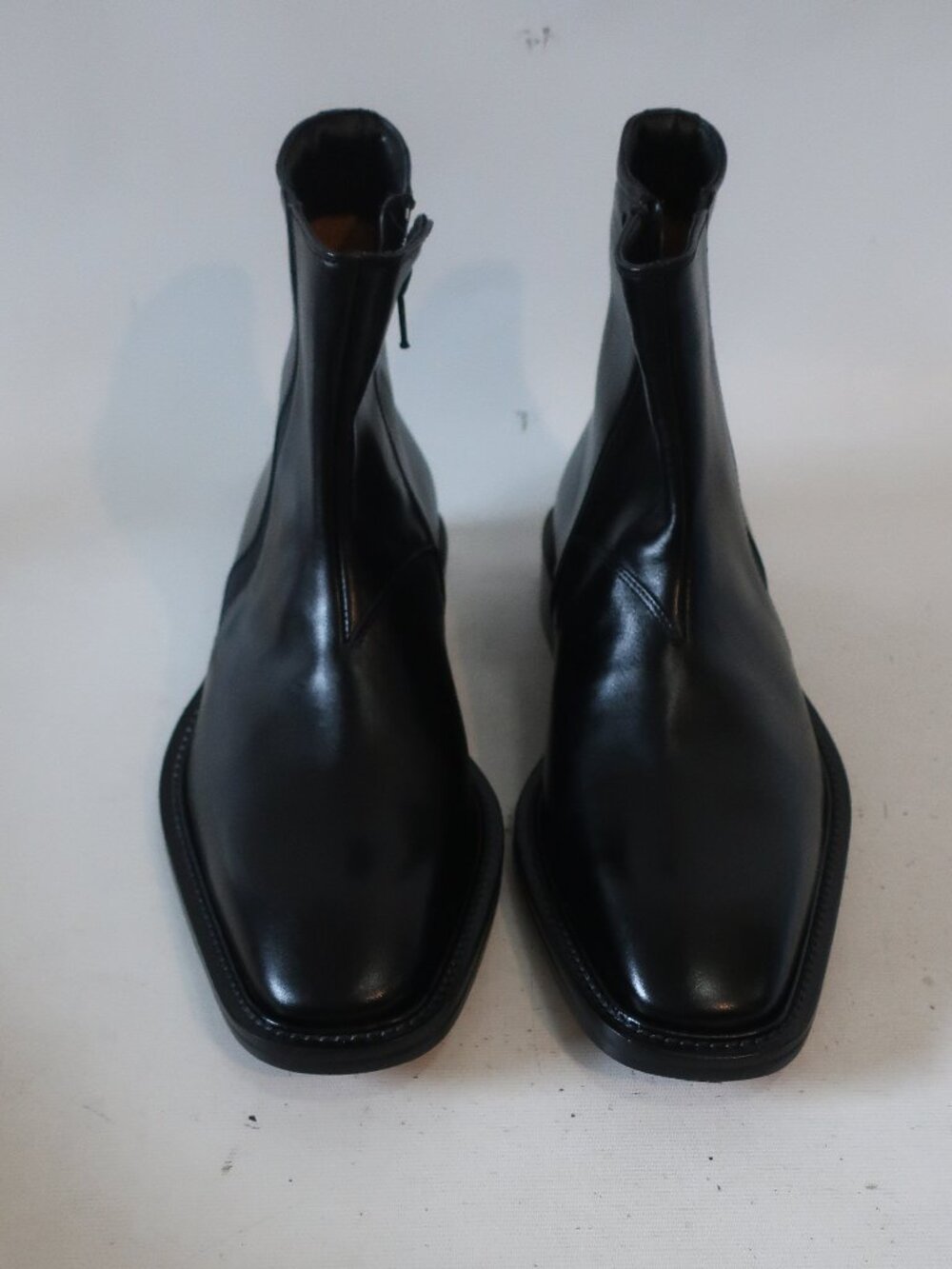 NWOB Mens Folio New York Black Polished Leather Side Zip Ankle Boots 9